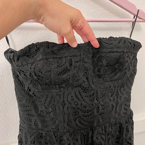 NWT Anthropologie Eva Franco Floral Lace Strapless Mini  Black Cocktail Dress 8 - Picture 3 of 8